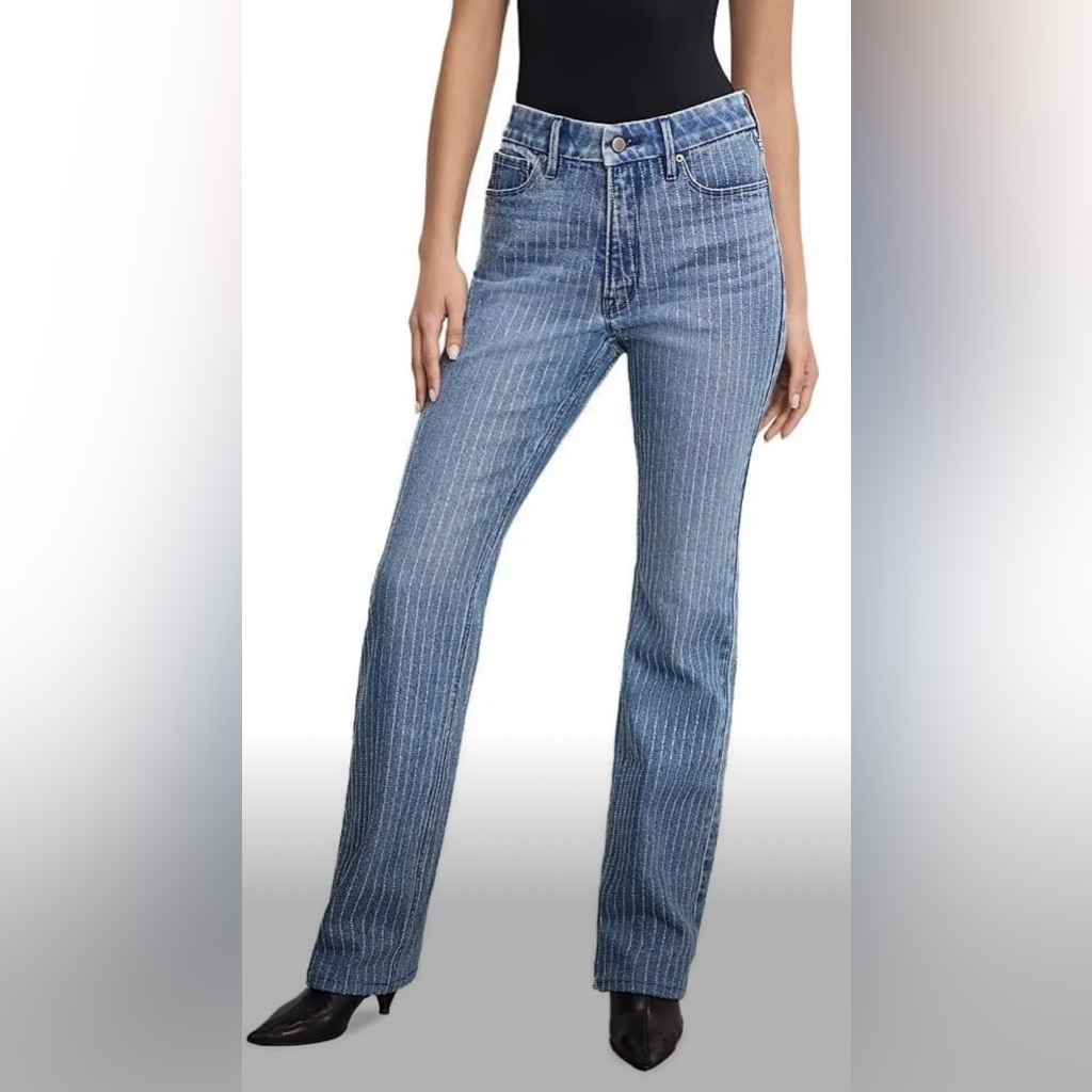 Good American Good Icon Rhinestone Straight Jeans
